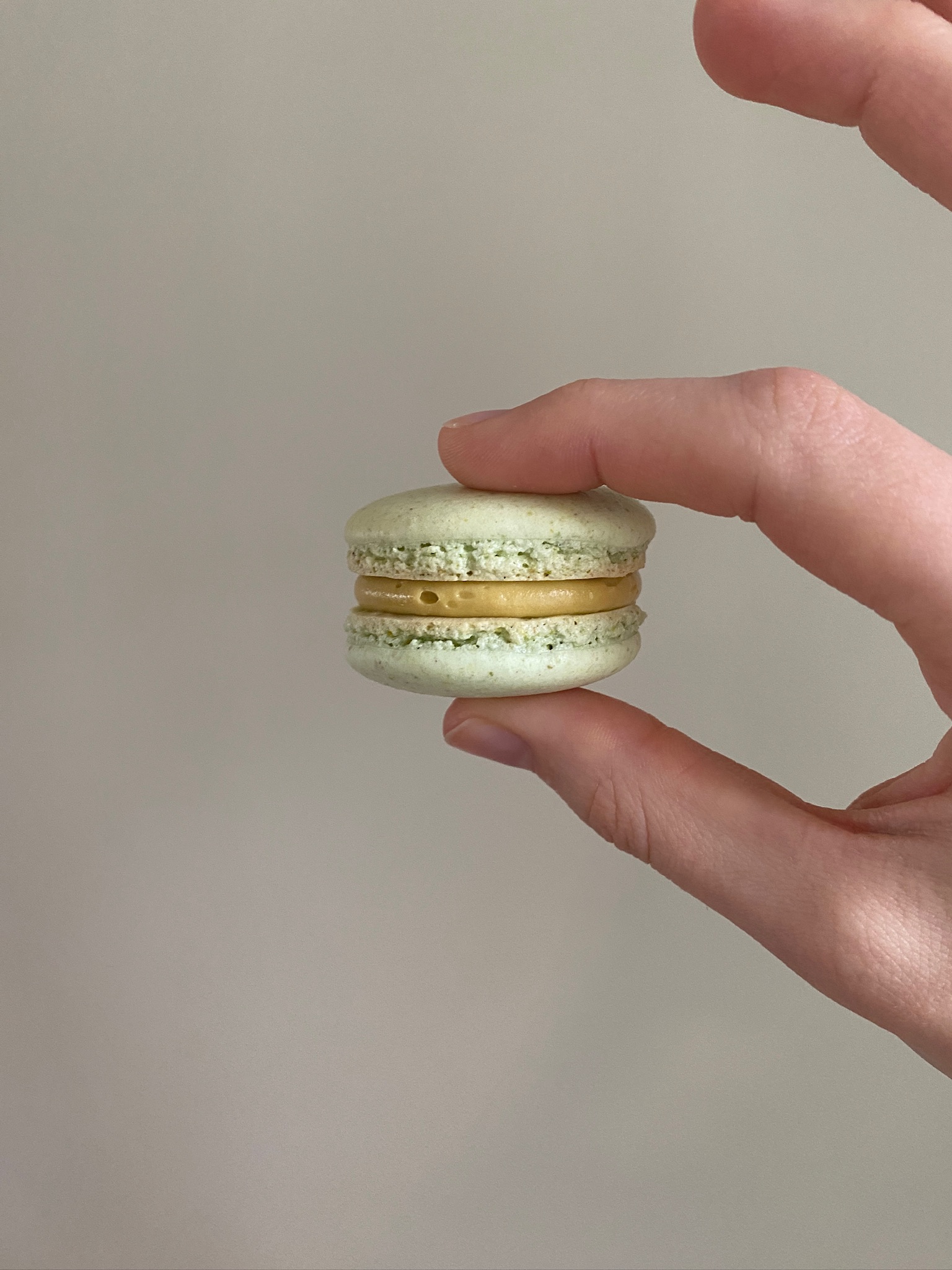 A Pistachio macaron.